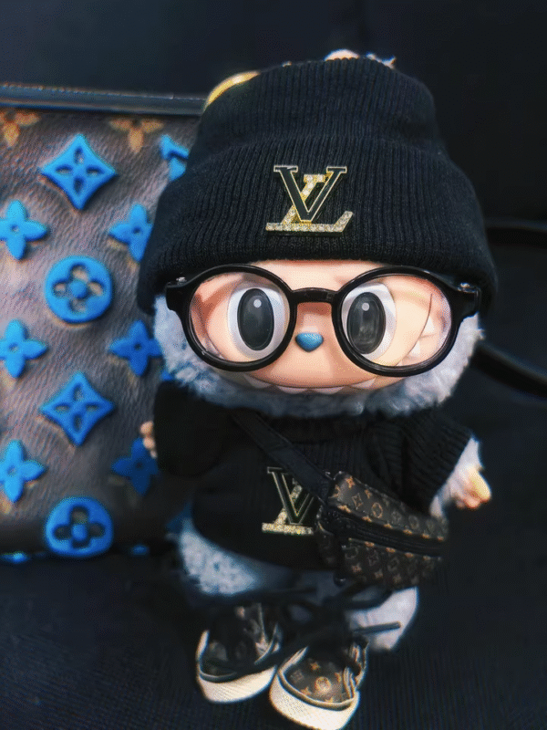 Labubu Black Baby Outfit Set (Hat + Shirt + Shoes + Glasses + Bag) - Image 2