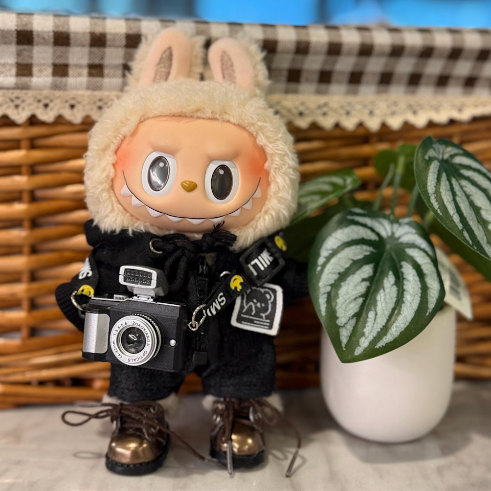 Labubu holding a camera